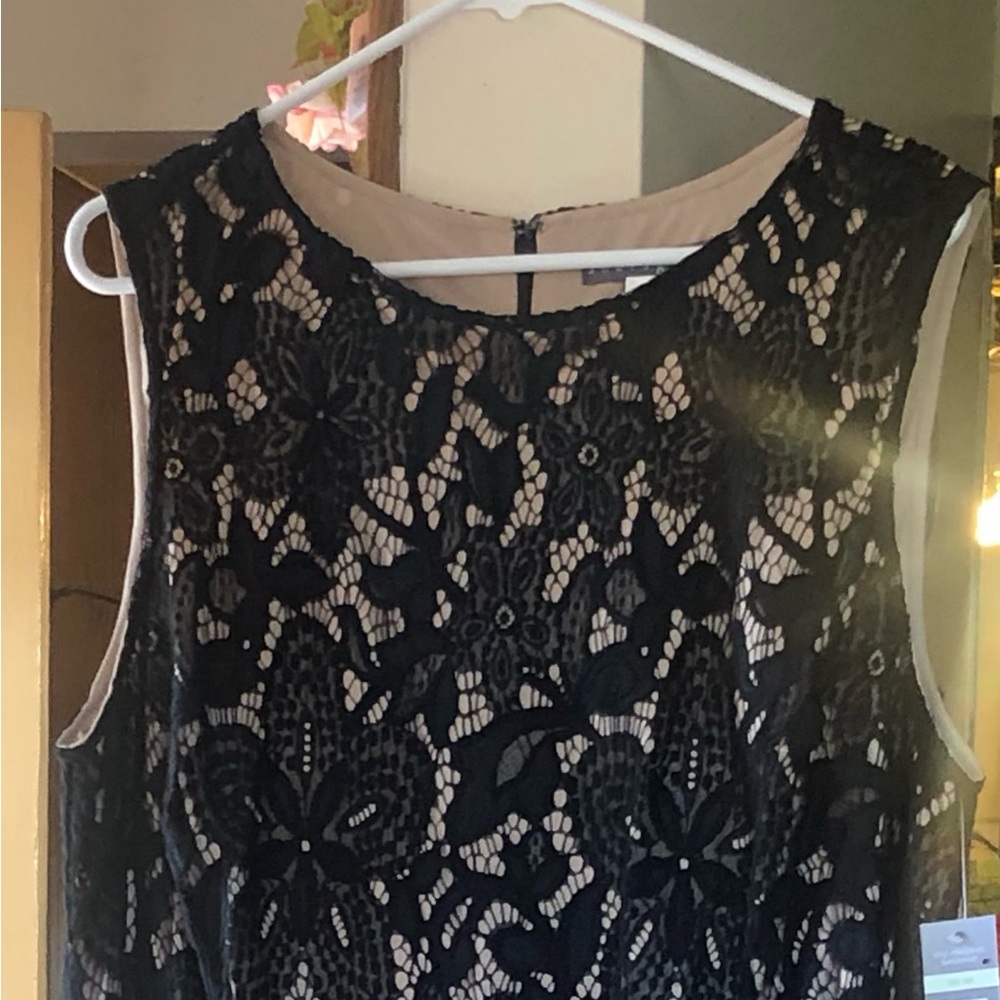 New Lace Black Dress, With Tan color slip.